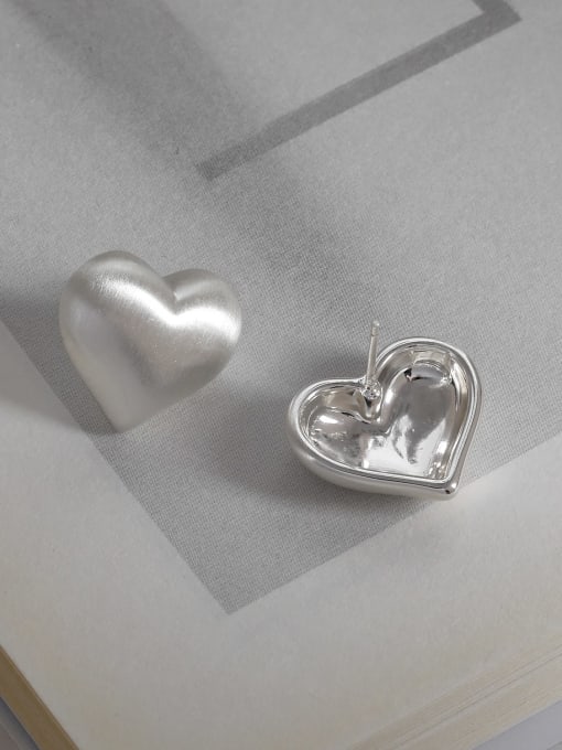 white gold Brass Heart Minimalist Stud Earring