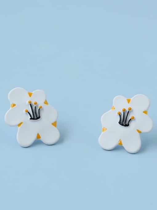 Five Color Alloy Enamel Flower Minimalist Stud Earring 3