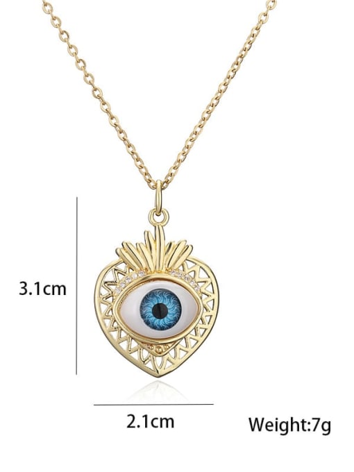 AOG Brass Cubic Zirconia Enamel Evil Eye Hip Hop Heart  Pendant Necklace 2