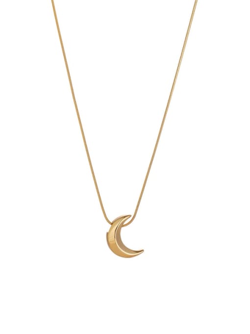 golden Titanium Steel Moon Minimalist Necklace