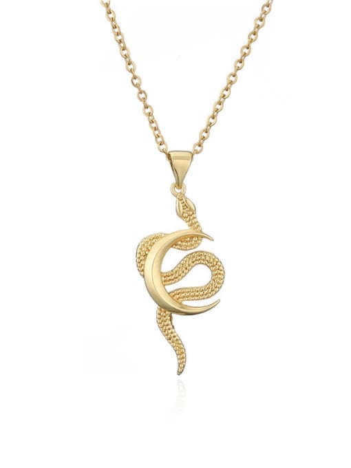 20560 Brass Vintage Snake Pendant Necklace