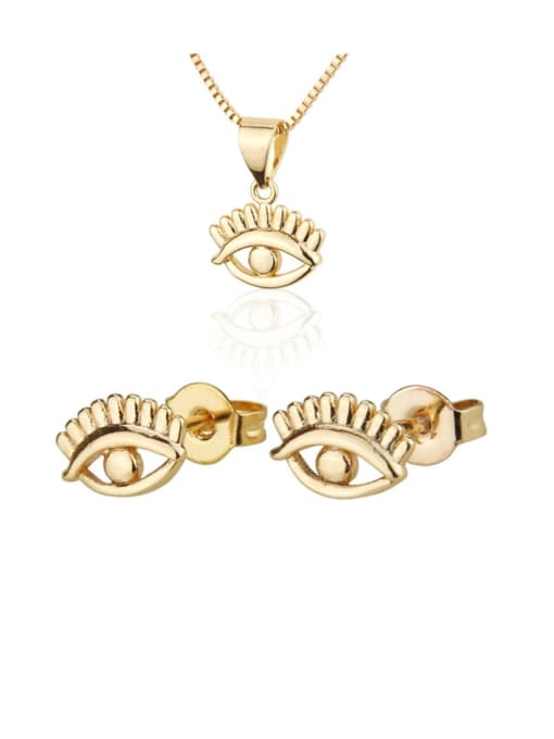 renchi Brass  Vintage Evil Eye Earring and Necklace Set 0