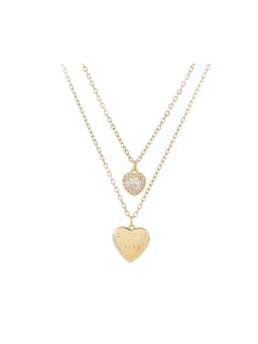YOUH Brass Cubic Zirconia Heart Trend Multi Strand Necklace 0