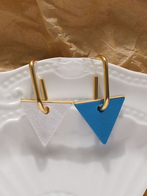 HYACINTH Brass Enamel Triangle Minimalist Huggie Earring 3