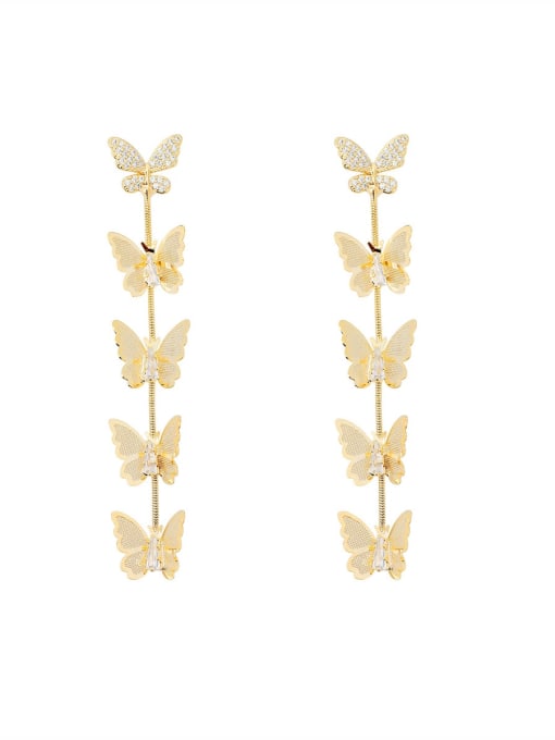 HYACINTH Copper Cubic Zirconia Butterfly Dainty Drop Trend Korean Fashion Earring 2