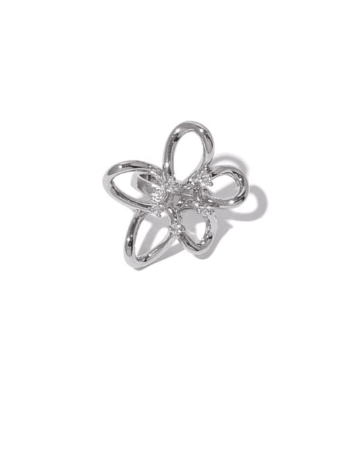 (delivery time, etc.) white gold flowers Brass Cubic Zirconia Flower Vintage Single Earring(Single -Only One)