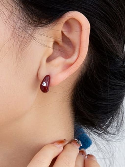 ACCA Brass Enamel Water Drop Minimalist Stud Earring 1
