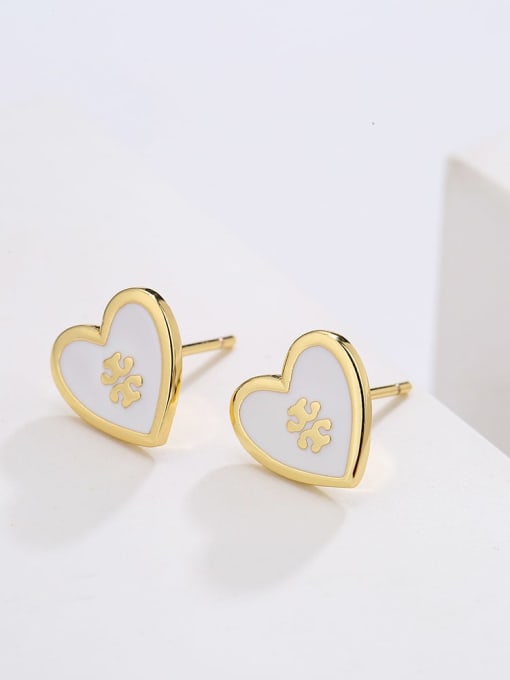 AOG Brass Enamel Heart Minimalist Stud Earring 2
