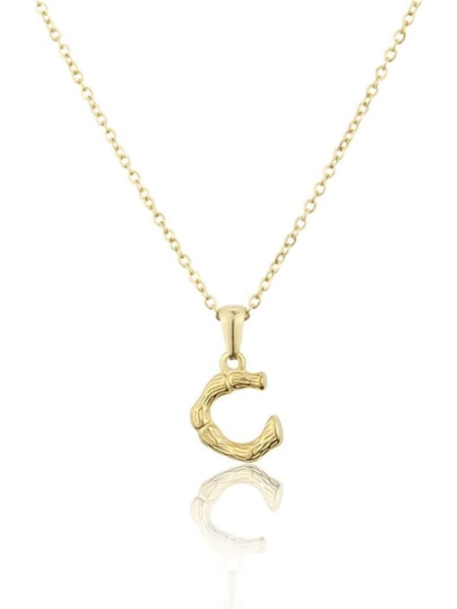 C Titanium Rhinestone minimalist letter Pendant Necklace