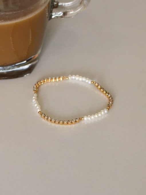 Five Color Brass Imitation Pearl Geometric Minimalist Beaded Bracelet 3