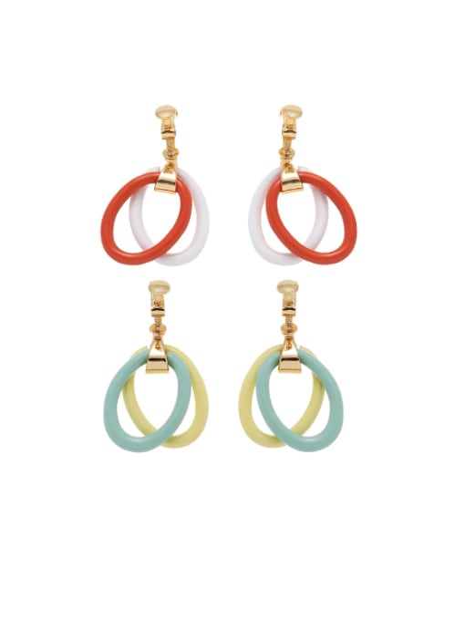 Five Color Brass Enamel Geometric Cute Drop Earring