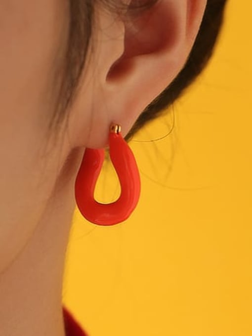 Five Color Brass Enamel Geometric Minimalist Single Earring 1
