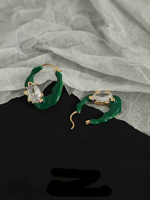 ACCA Brass Enamel Geometric Vintage Huggie Earring 3