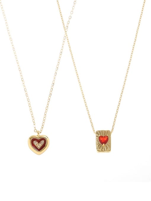 Five Color Brass Cubic Zirconia Heart Minimalist Necklace 0