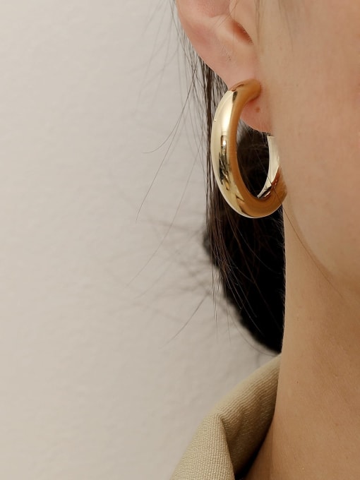 HYACINTH Brass Smooth Geometric Minimalist Hoop Trend Korean Fashion Earring 2