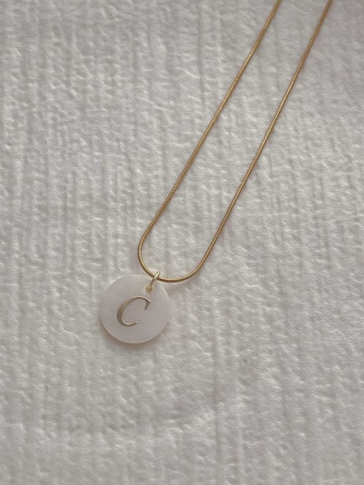 C-letter pendant necklace Stainless steel Shell Letter Minimalist Necklace