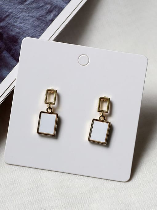 14K gold Copper Enamel Geometric Minimalist Drop Trend Korean Fashion Earring