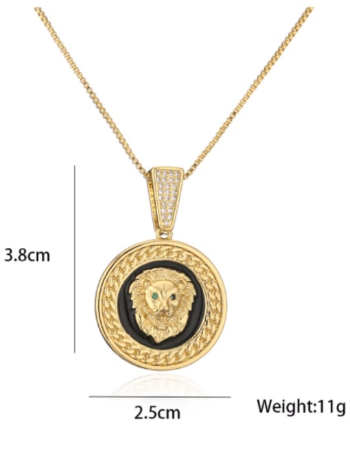 AOG Brass Cubic Zirconia Lion Hand Vintage Round Pendant Necklace 3