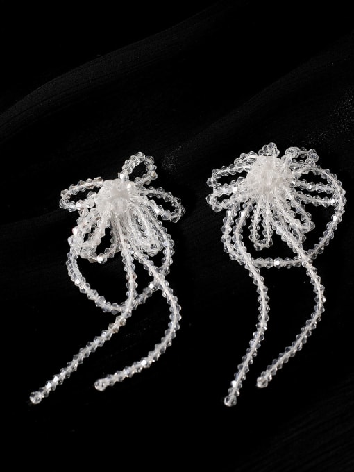 HYACINTH Brass Long Imitation  Crystal Flower Minimalist Drop Trend Korean Fashion Earring 2