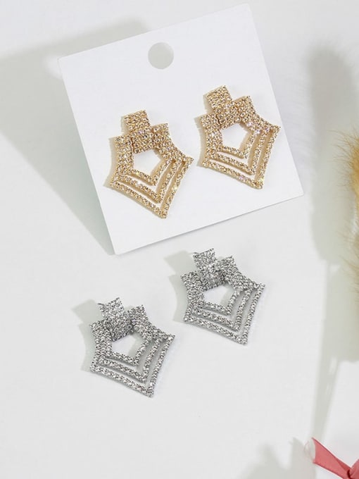 HYACINTH Copper Rhinestone Geometric Dainty Stud Trend Korean Fashion Earring 2