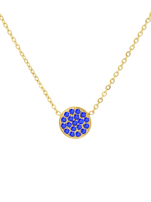March Light Blue Gold Stainless steel Cubic Zirconia Round Minimalist Necklace