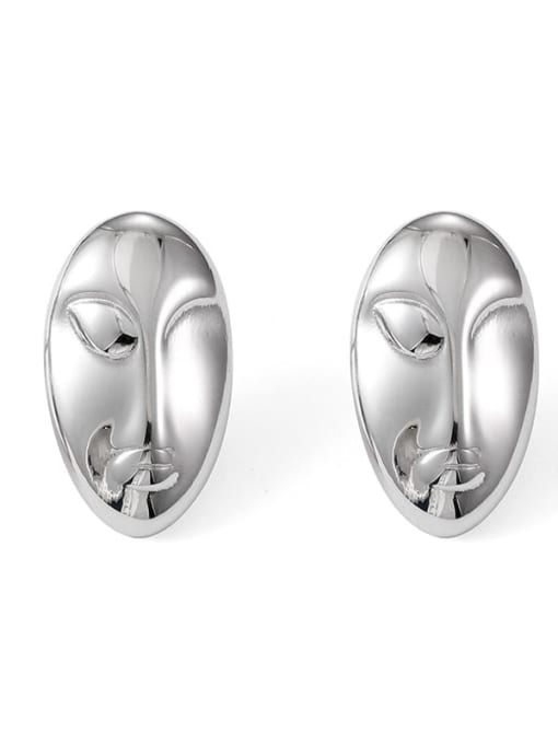 TINGS Titanium Steel Geometric Minimalist mask Stud Earring 2