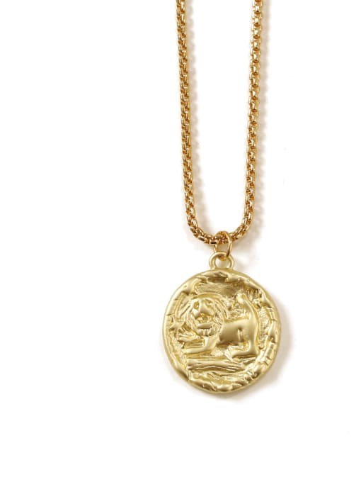 leo Brass coin Minimalist Twelve constellations Pendant Necklace