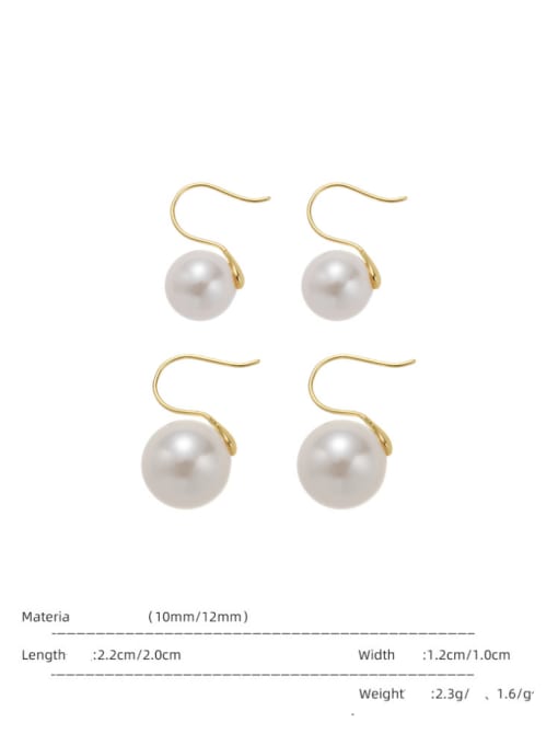 ACCA Brass Imitation Pearl Geometric Minimalist Hook Earring 3