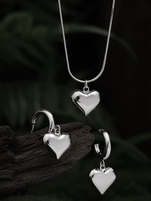 TINGS Brass Minimalist Heart Earring and Necklace Set 0