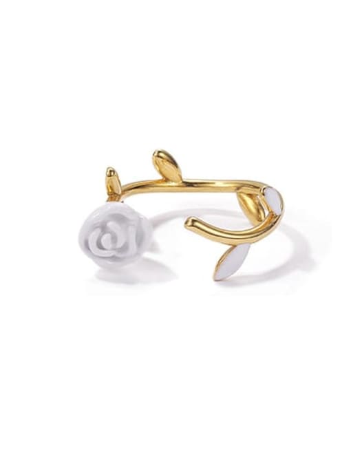 Flower Ring Brass Enamel Rosary Cute Band Ring