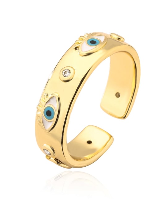 13054 Brass Enamel Cubic Zirconia Evil Eye Trend Band Ring