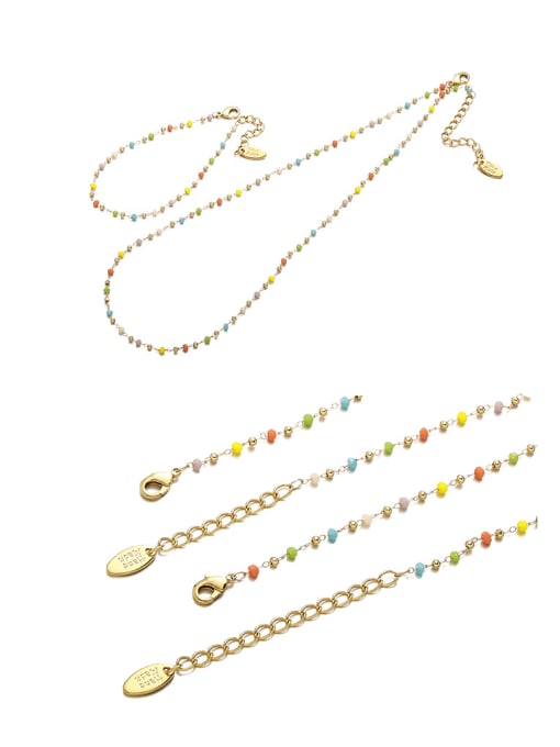 TINGS Brass MGB beads Minimalist Irregular Multi Color Bracelet and Necklace Set 2