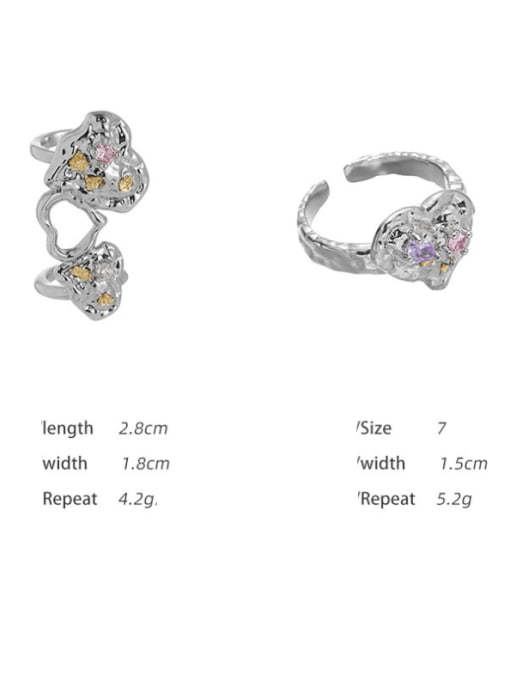 TINGS Brass Cubic Zirconia Hip Hop Heart Ring And Earring Set 4