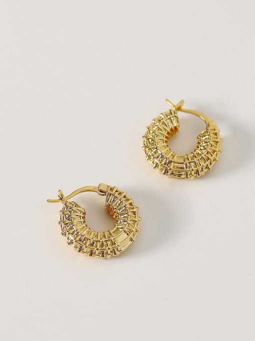14k Gold Brass Hollow Geometric Vintage Hoop Trend Korean Fashion Earring