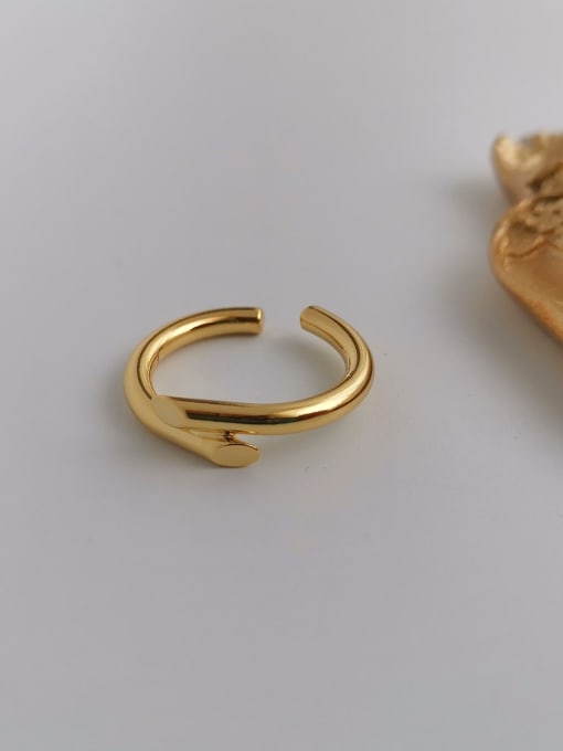 gold Copper Smooth Geometric Minimalist Free Size Band Fashion Ring