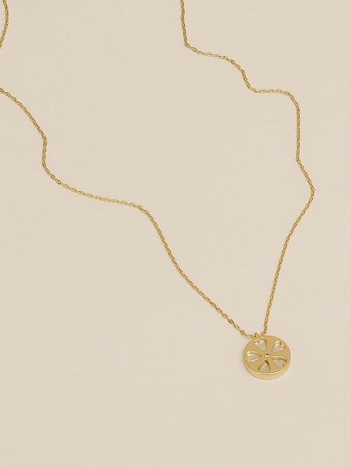 14K  gold Brass Shell Flower Minimalist pendant Trend Korean Fashion Necklace