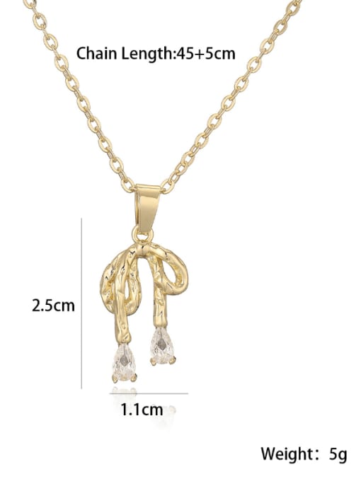 AOG Brass Cubic Zirconia Bowknot Hip Hop Necklace 1