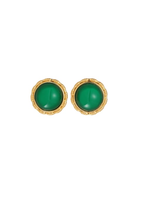 Five Color Brass Resin Round Vintage Stud Earring 0