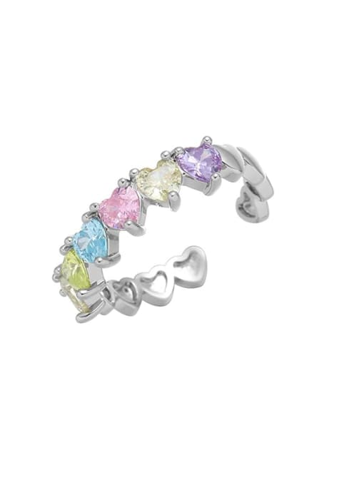 TINGS Brass Cubic Zirconia Heart Dainty Band Ring 0