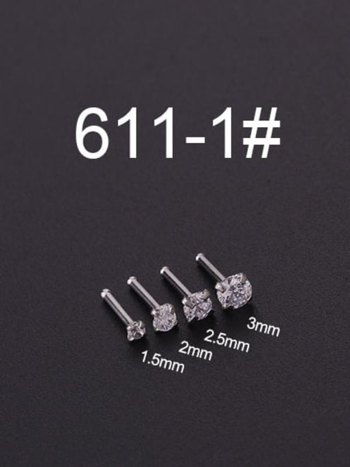 HISON Stainless steel Cubic Zirconia Geometric Minimalist Nose Rings (Single Only One) 1