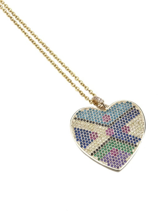 renchi Brass Cubic Zirconia Heart Luxury Necklace 1