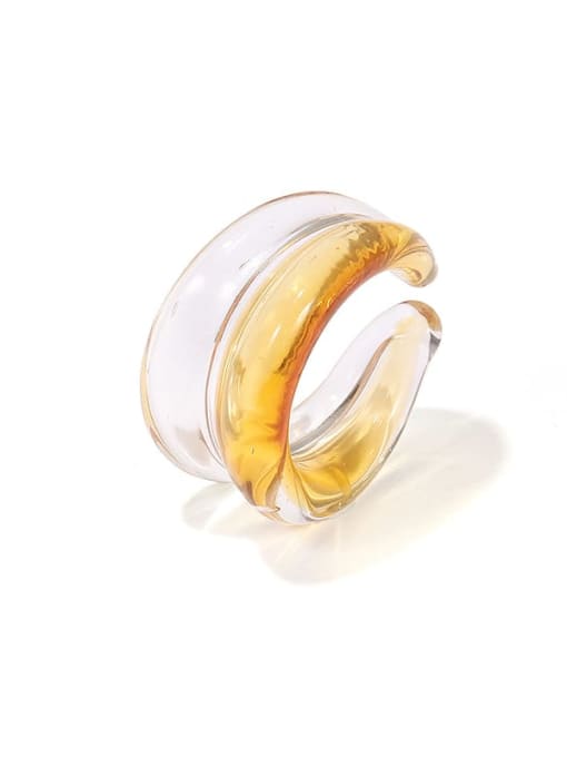 Orange Hand Glass Clear Geometric Minimalist Stackable Ring