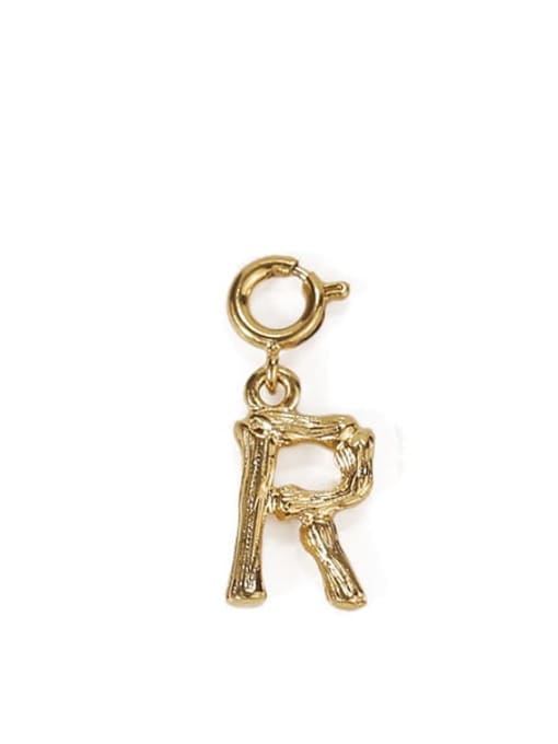 R Brass Letter Vintage Pendant