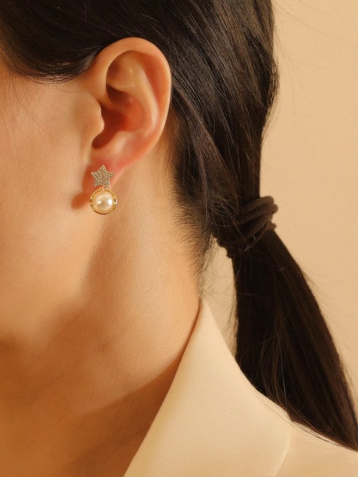 HYACINTH Brass Cubic Zirconia Star Bohemia Stud Trend Korean Fashion Earring 1