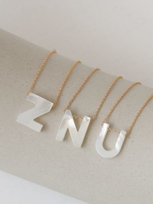 ACCA Brass Acrylic Letter Minimalist Pendant Necklace 2