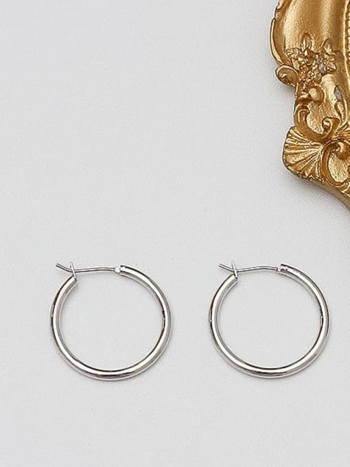 White K 2.5 Brass Geometric Minimalist Hoop Trend Korean Fashion Earring