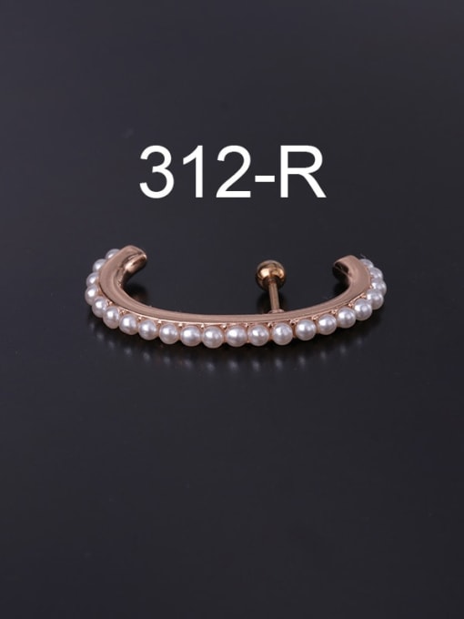rose gold（Single） Brass Imitation Pearl Ball Minimalist Single Earring