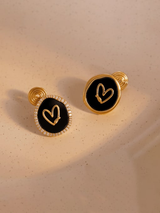 HYACINTH Brass Enamel Geometric Minimalist Stud Earring 1
