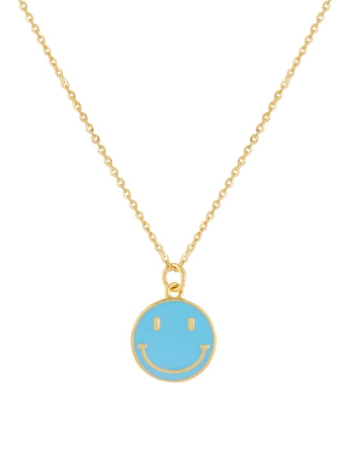 Shallow orchid Brass Multi Color Enamel Smiley Minimalist Necklace