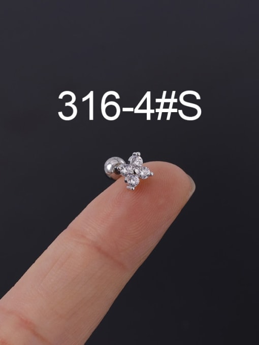 4S Stainless steel with Cubic Zirconia Ear Bone Nail/Puncture Earring